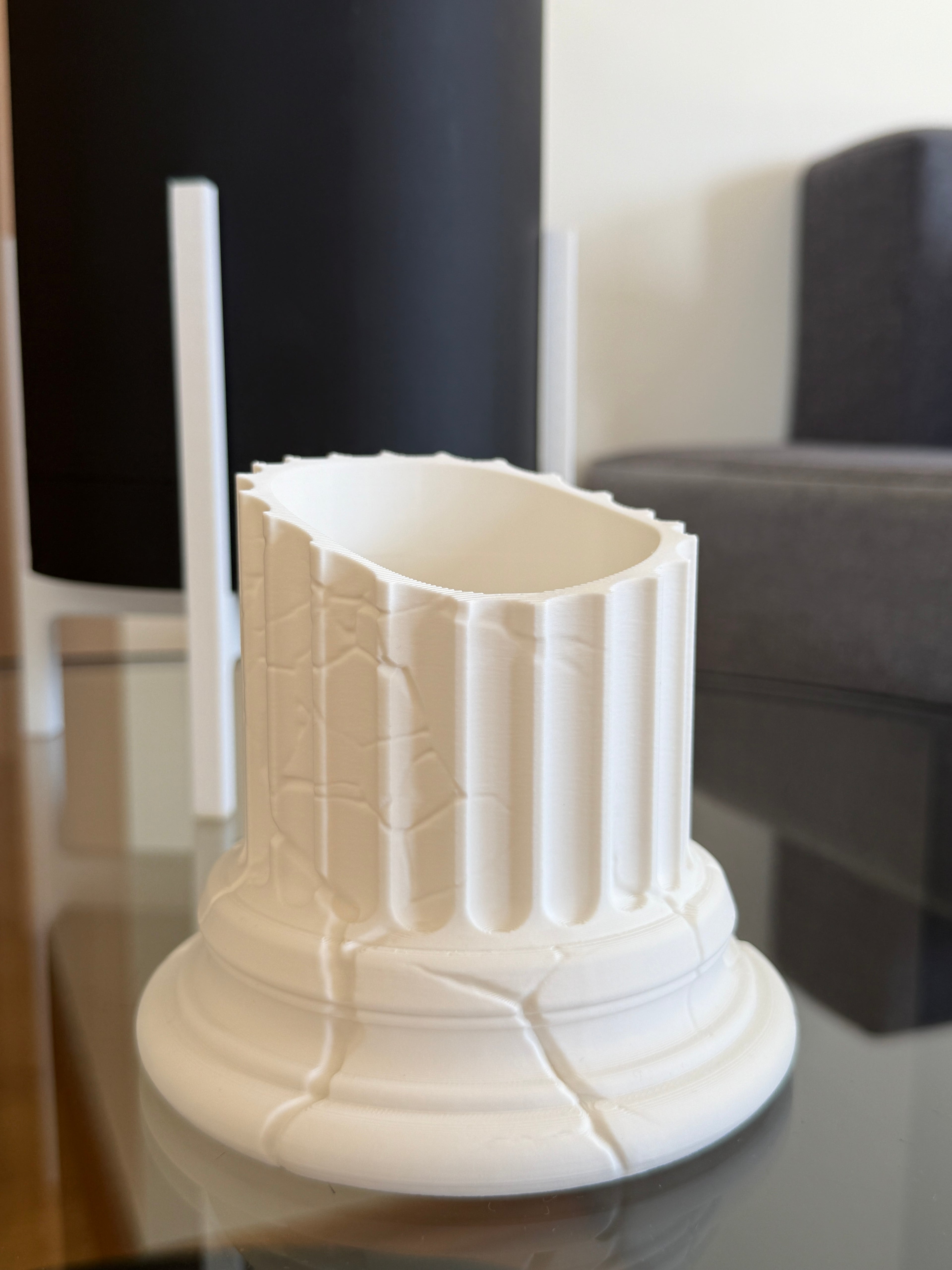Greek Pillar Ruins Desk Organizer White