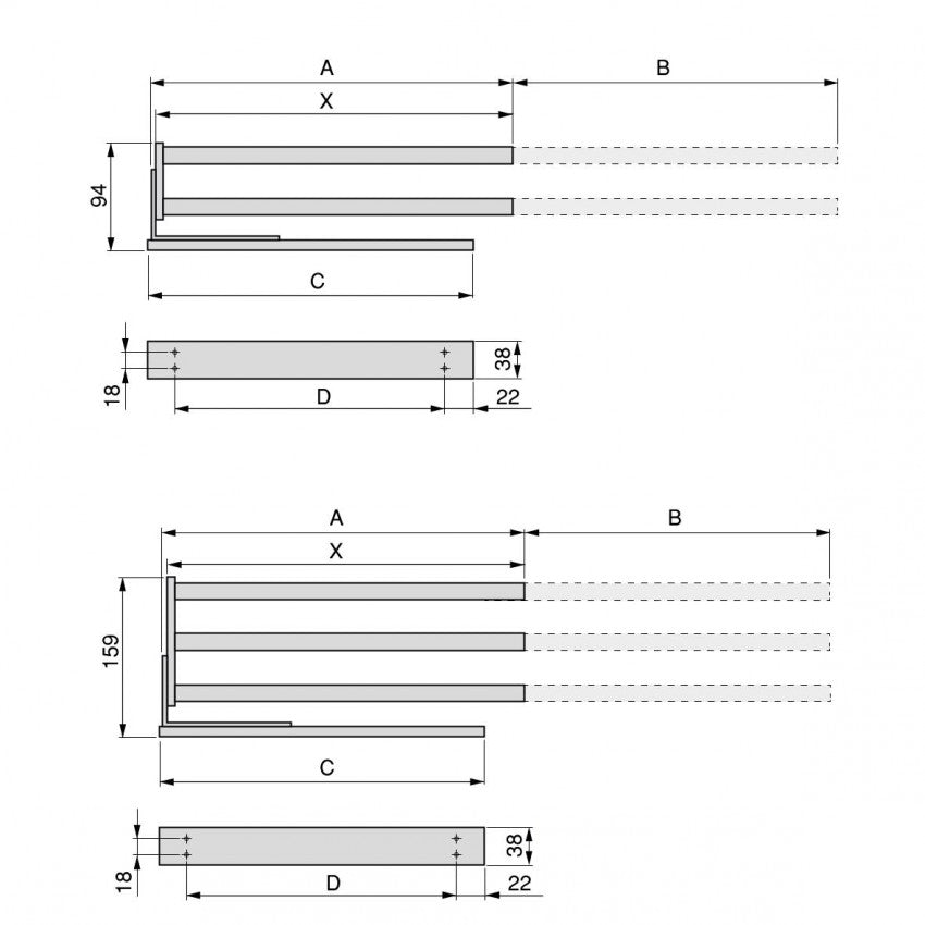 Pull-Out Towel Rack with 3 Arms